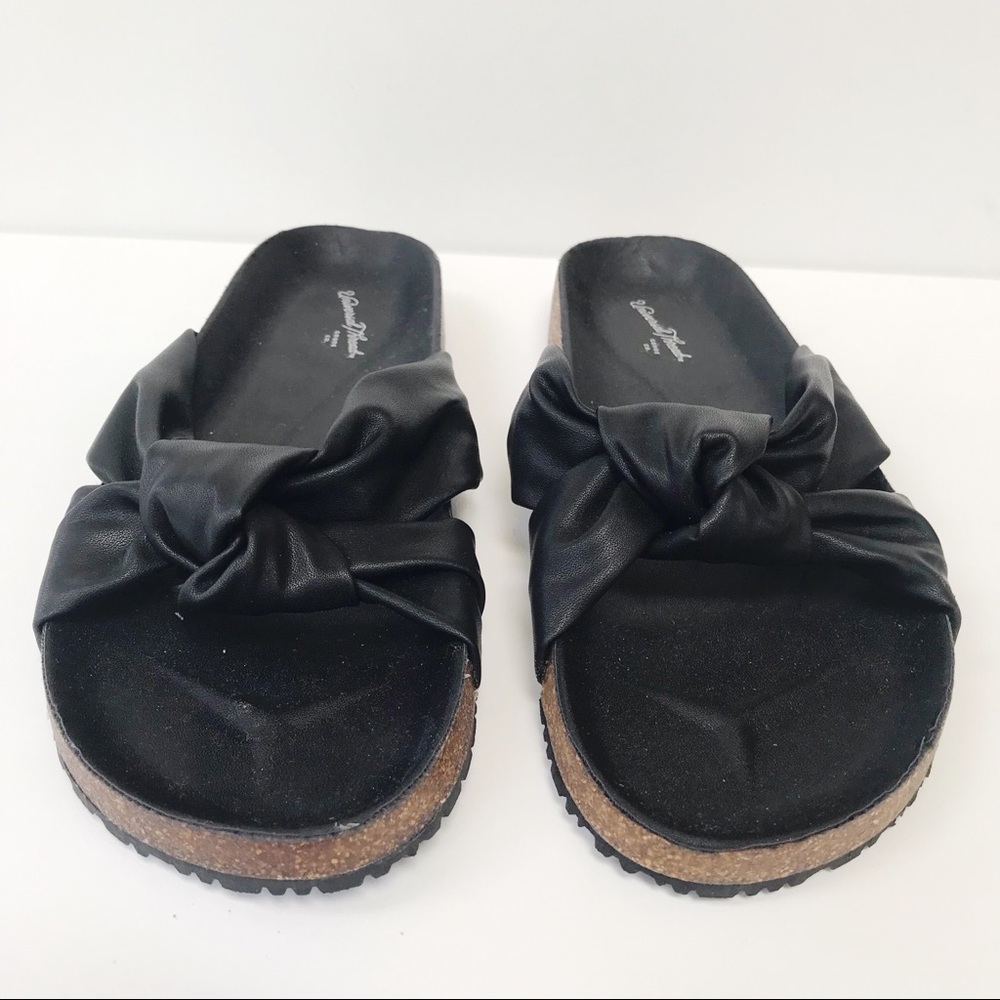 🌺UNIVERSAL THREAD JUNIE Knot Footbed Slides-Black - Picture 4 of 7